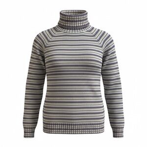 Lands' End Striped Turtleneck Sweater - 100% cotton